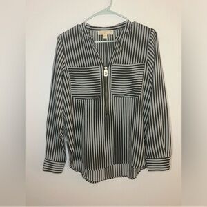 Michael Kors - Green and White Striped Blouse - Size Small